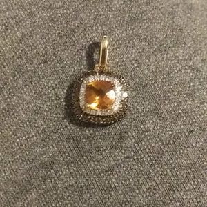 Necklace charm with real black diamonds 14kt